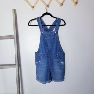 NWT CHILDREN'S PLACE GIRL'S DISTRESSED BIB SHORTS SIZE 14